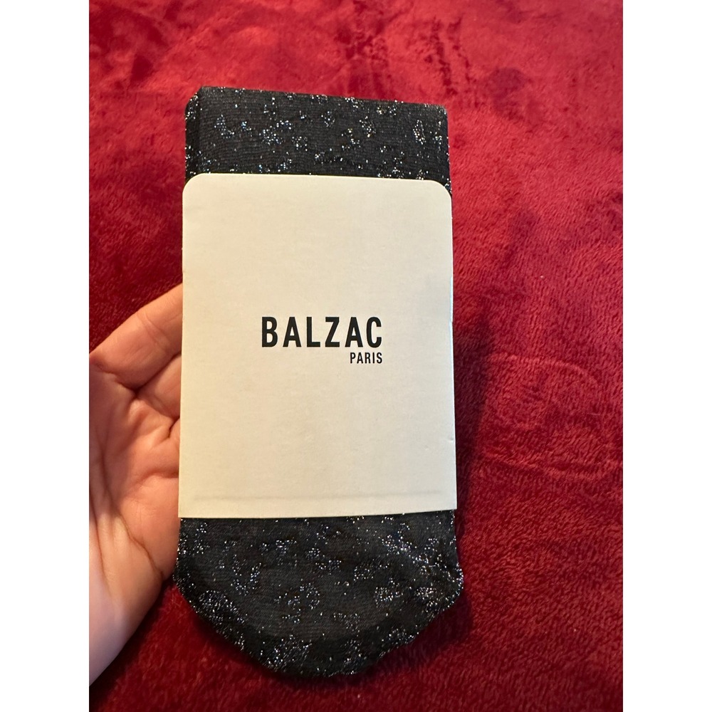 Balzac Paris Socquette Maya Noir Irise Black Metallic Glitter Socks Italy
